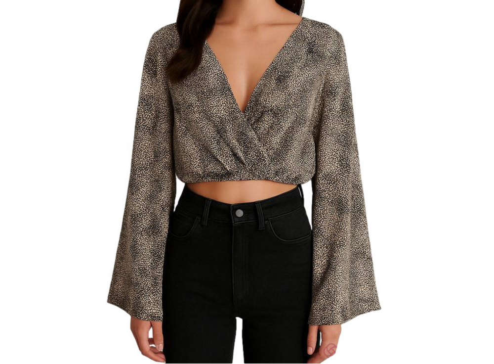 Sadie & Sage Wrap Top Crop Blouse